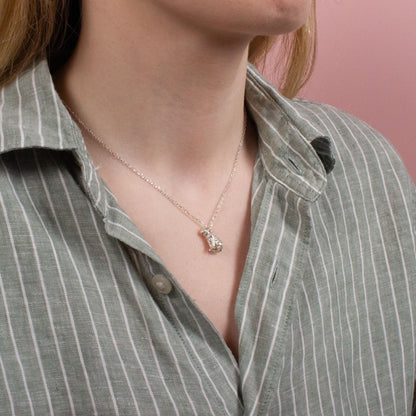 Long - Haired Cat Silver Necklace - Personalised - MYLEE London