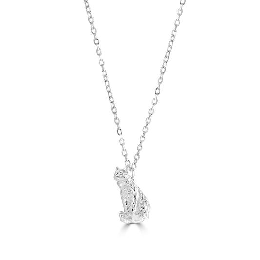 Long - Haired Cat Silver Necklace - Personalised - MYLEE London