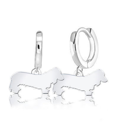 Long Haired Dachshund Silhouette Silver Earrings - MYLEE London