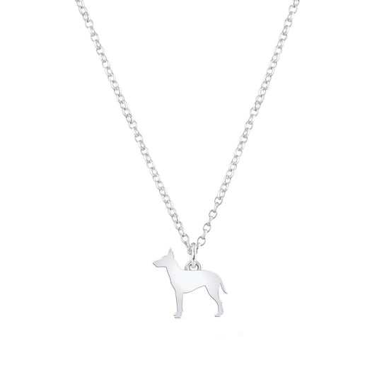 Manchester Terrier Silhouette Silver Necklace - Personalised - MYLEE London
