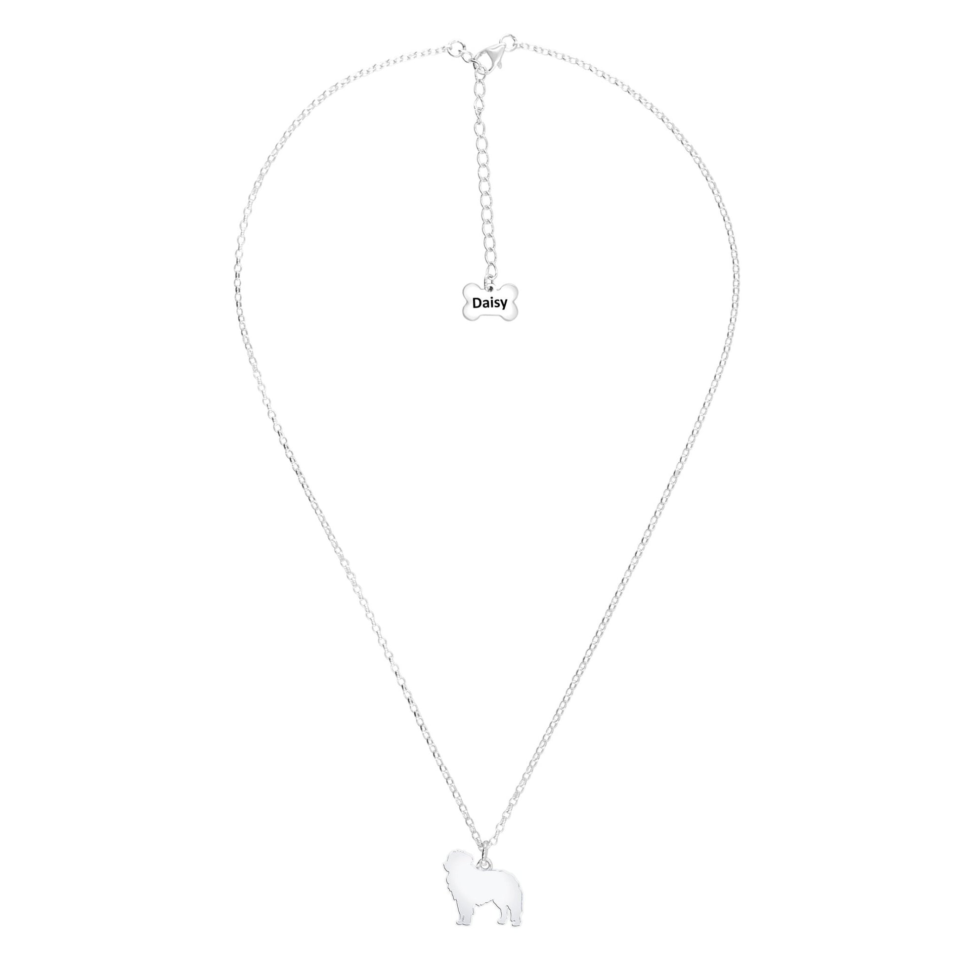 Maremma Sheepdog Silhouette Silver Necklace - Personalised - MYLEE London