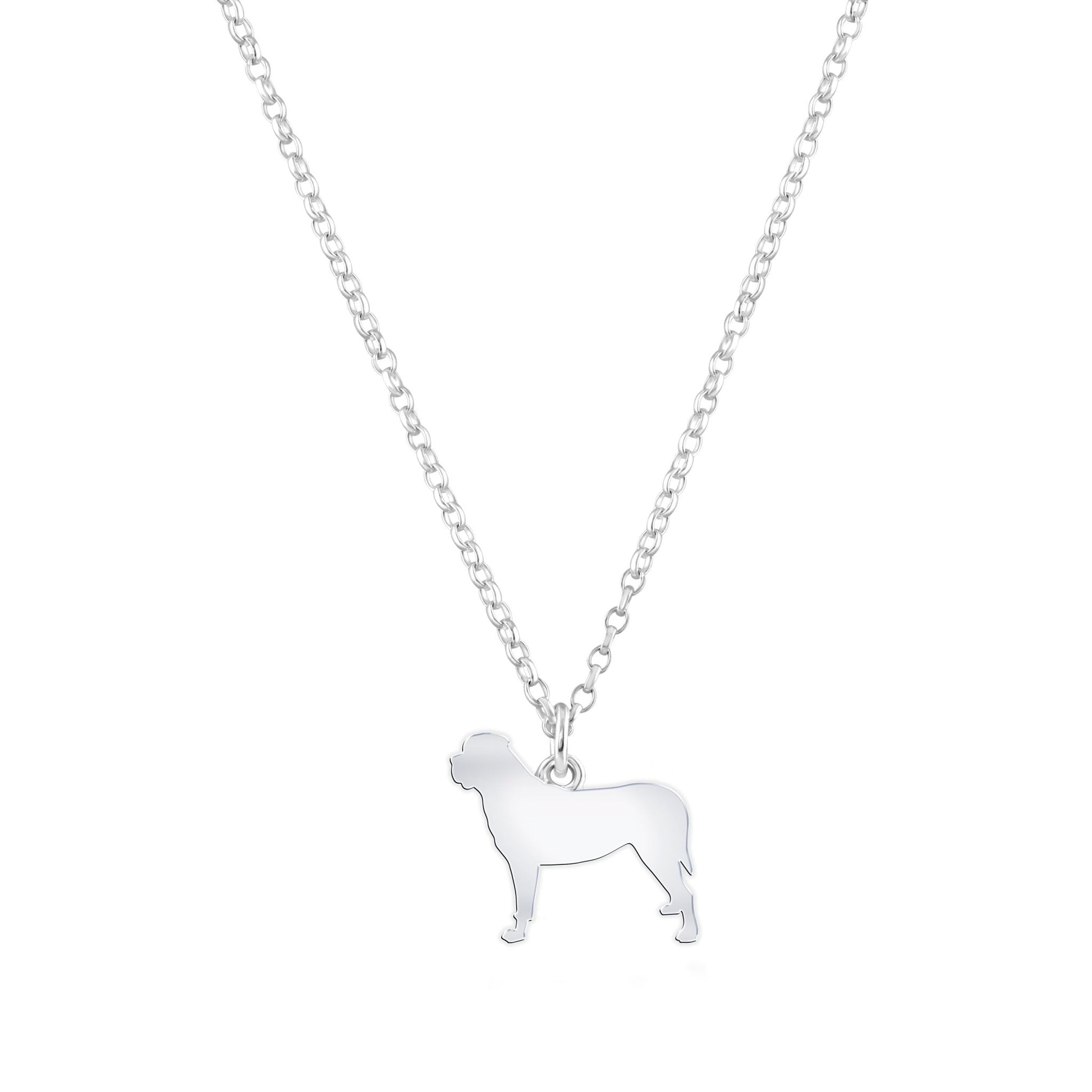 Mastiff Silhouette Silver Necklace - Personalised - MYLEE London