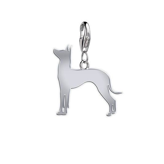 Mexican Hairless Dog Silhouette Silver Charm - MYLEE London