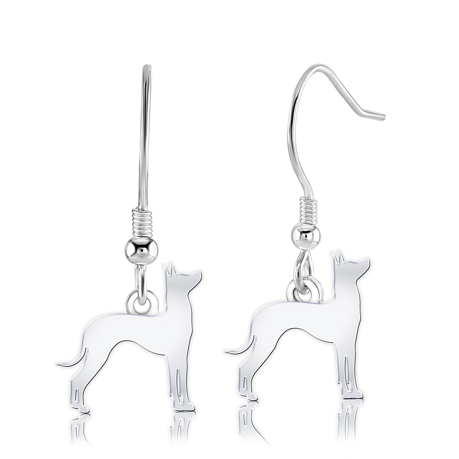 Mexican Hairless Dog Silhouette Silver Earrings - MYLEE London