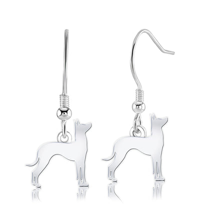Mexican Hairless Dog Silhouette Silver Earrings - MYLEE London