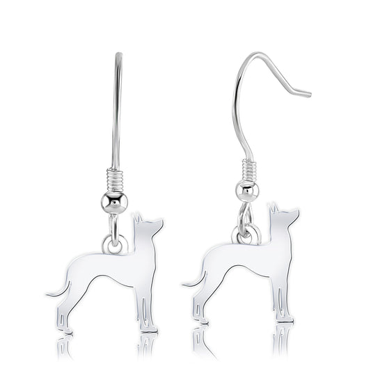 Mexican Hairless Dog Silhouette Silver Earrings - MYLEE London