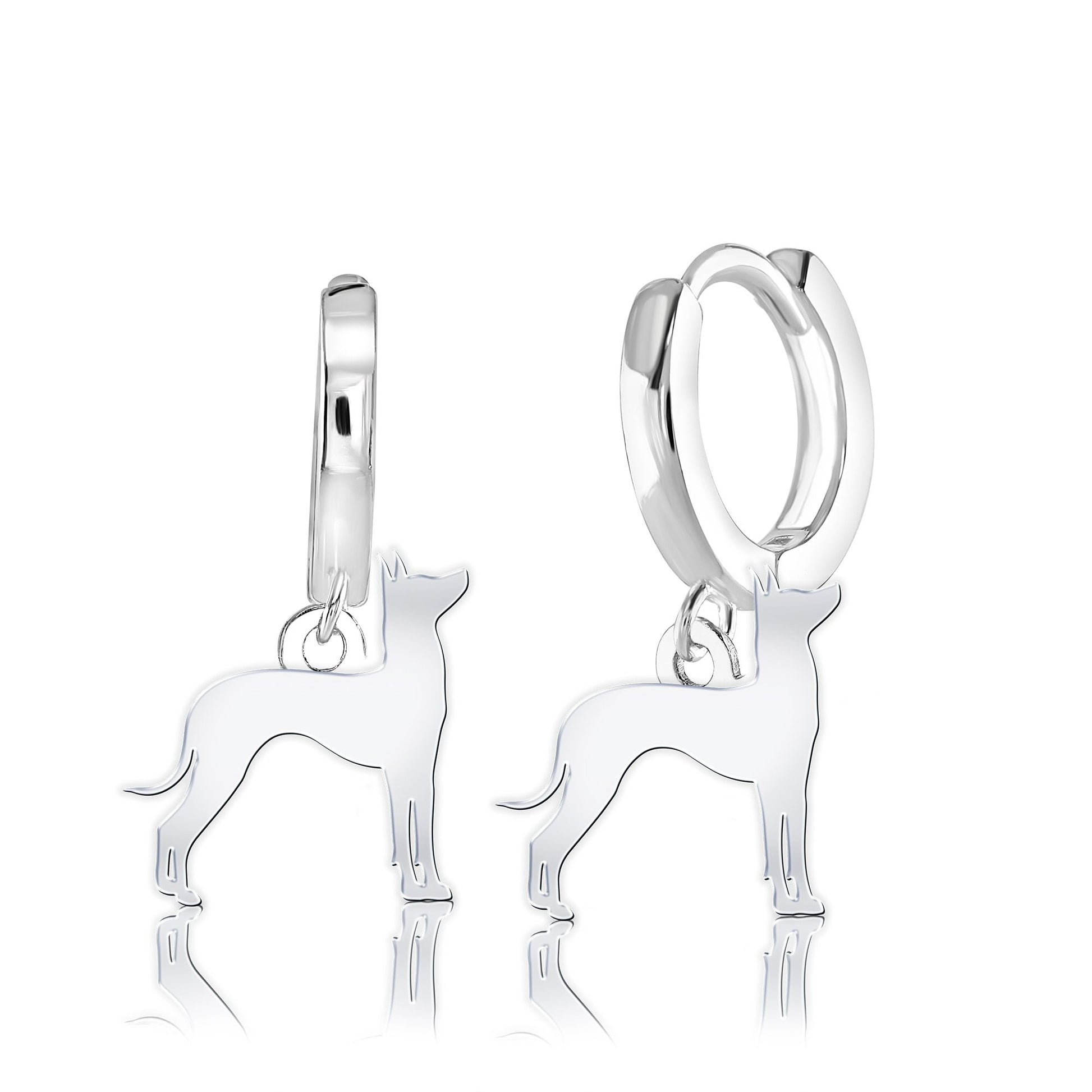 Mexican Hairless Dog Silhouette Silver Earrings - MYLEE London