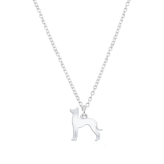 Mexican Hairless Dog Silhouette Silver Necklace - Personalised - MYLEE London