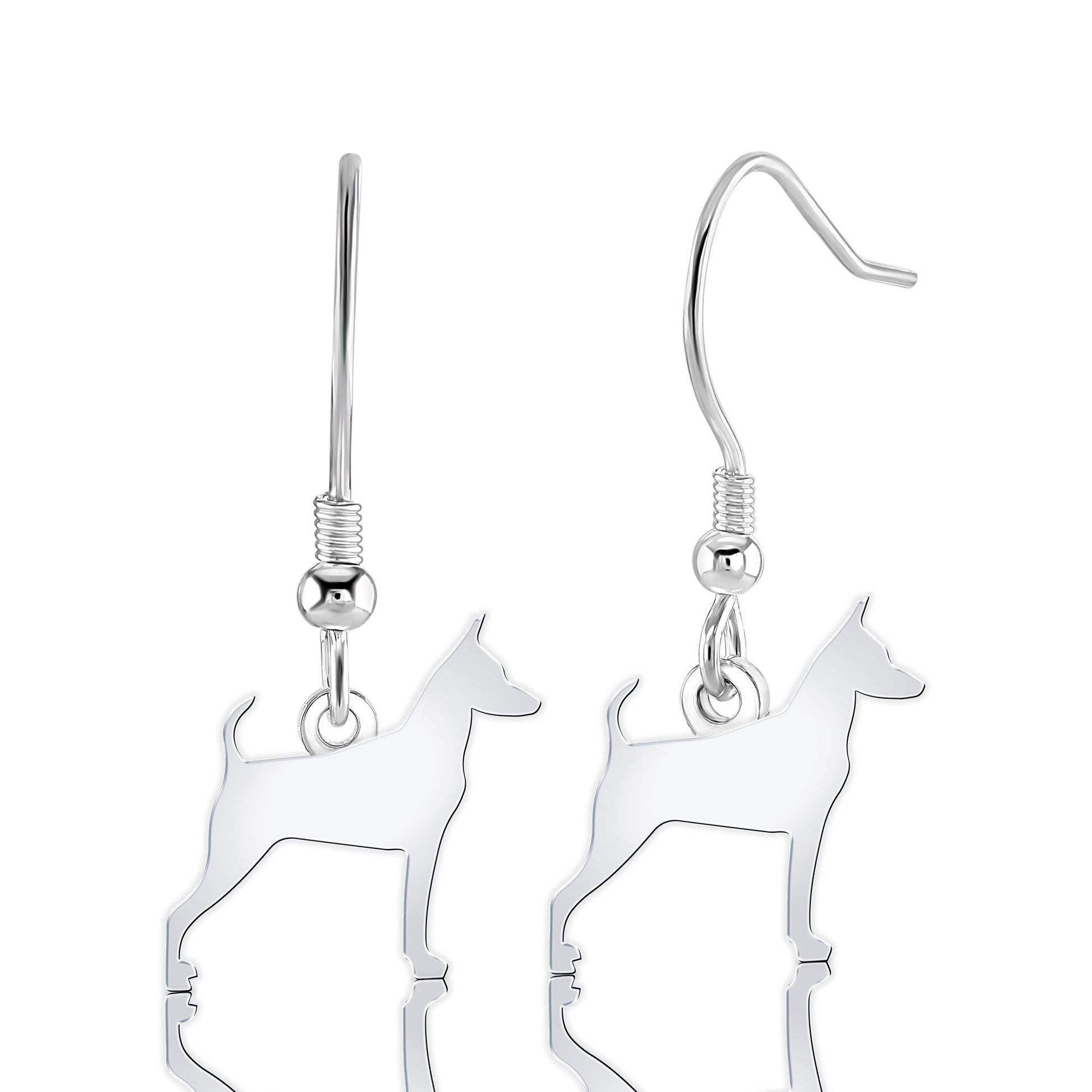 Miniature Pinscher Silhouette Silver Earrings - MYLEE London