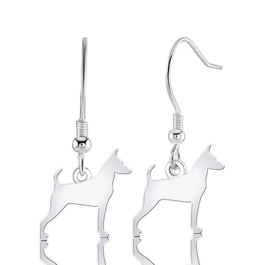 Miniature Pinscher Silhouette Silver Earrings - MYLEE London