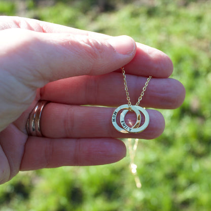 Sterling Silver Personalised Ring Necklace - MYLEE London - 2 Ring Gold