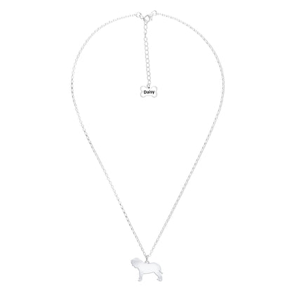 Neapolitan Mastiff Silhouette Silver Necklace - Personalised - MYLEE London