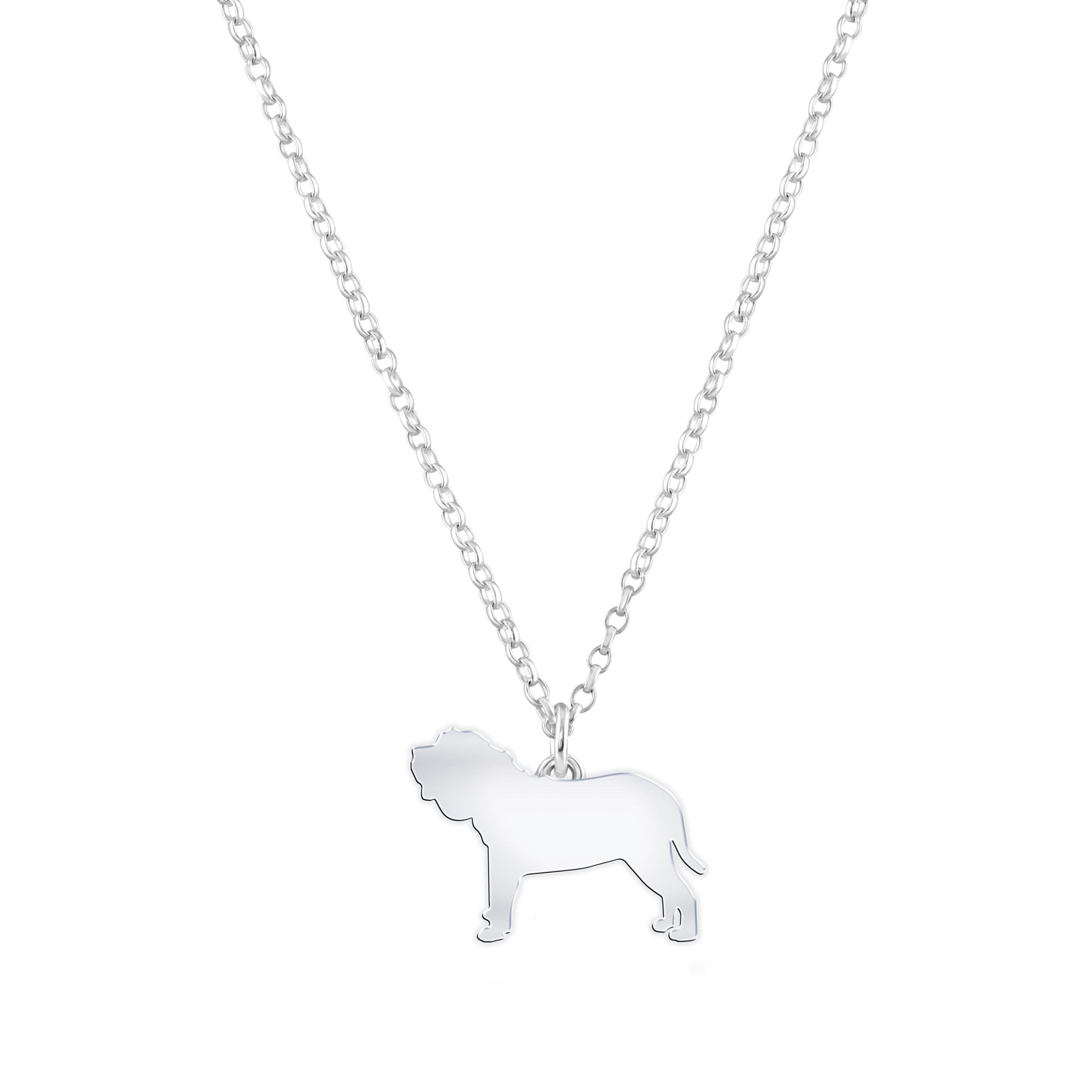 Neapolitan Mastiff Silhouette Silver Necklace - Personalised - MYLEE London
