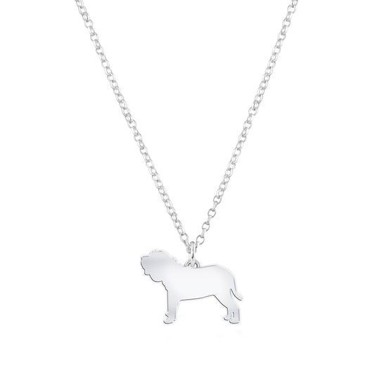 Neapolitan Mastiff Silhouette Silver Necklace - Personalised - MYLEE London