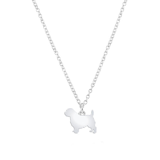 Norfolk Terrier Silhouette Silver Necklace - Personalised - MYLEE London