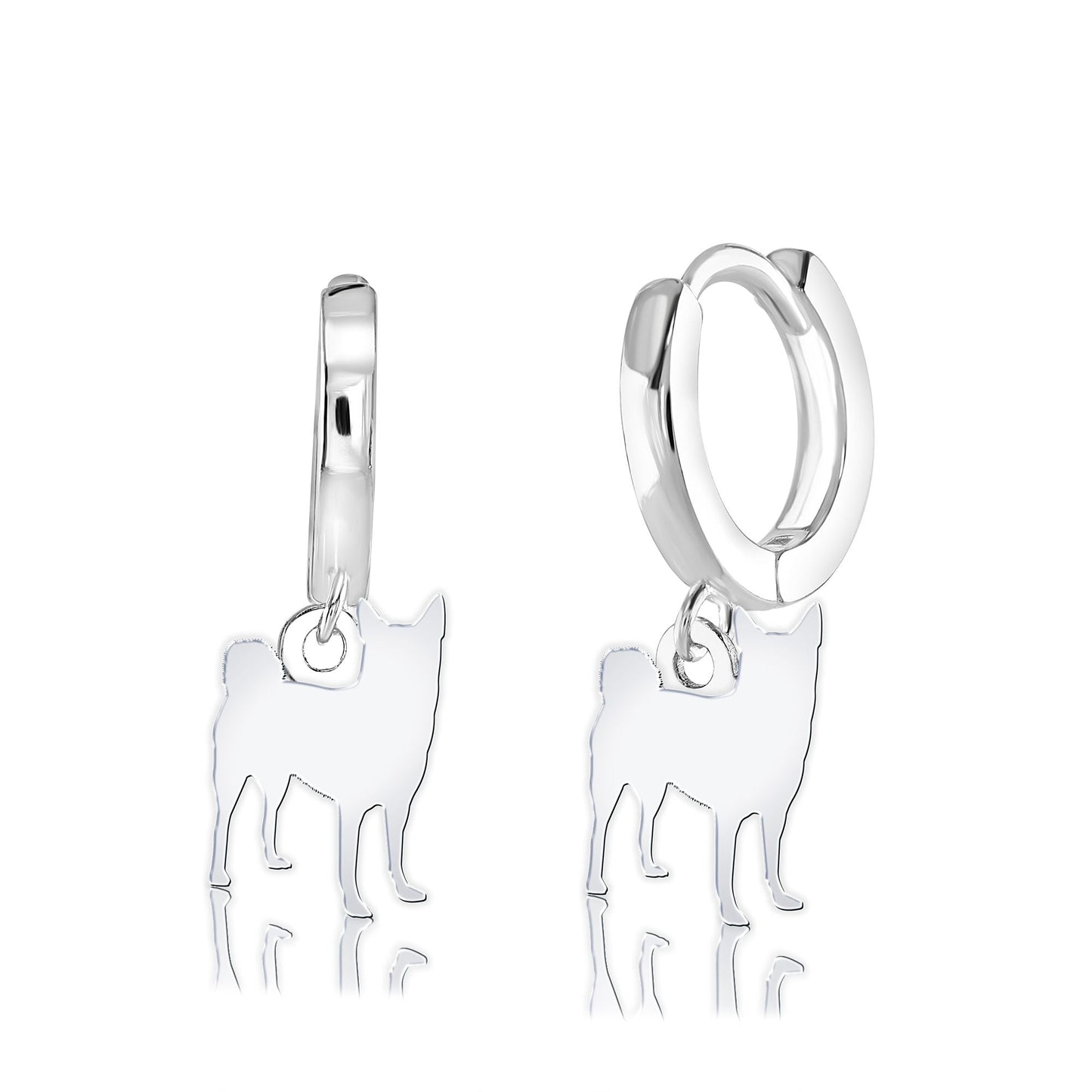 Norwegian Buhunds Silhouette Silver Earrings - MYLEE London