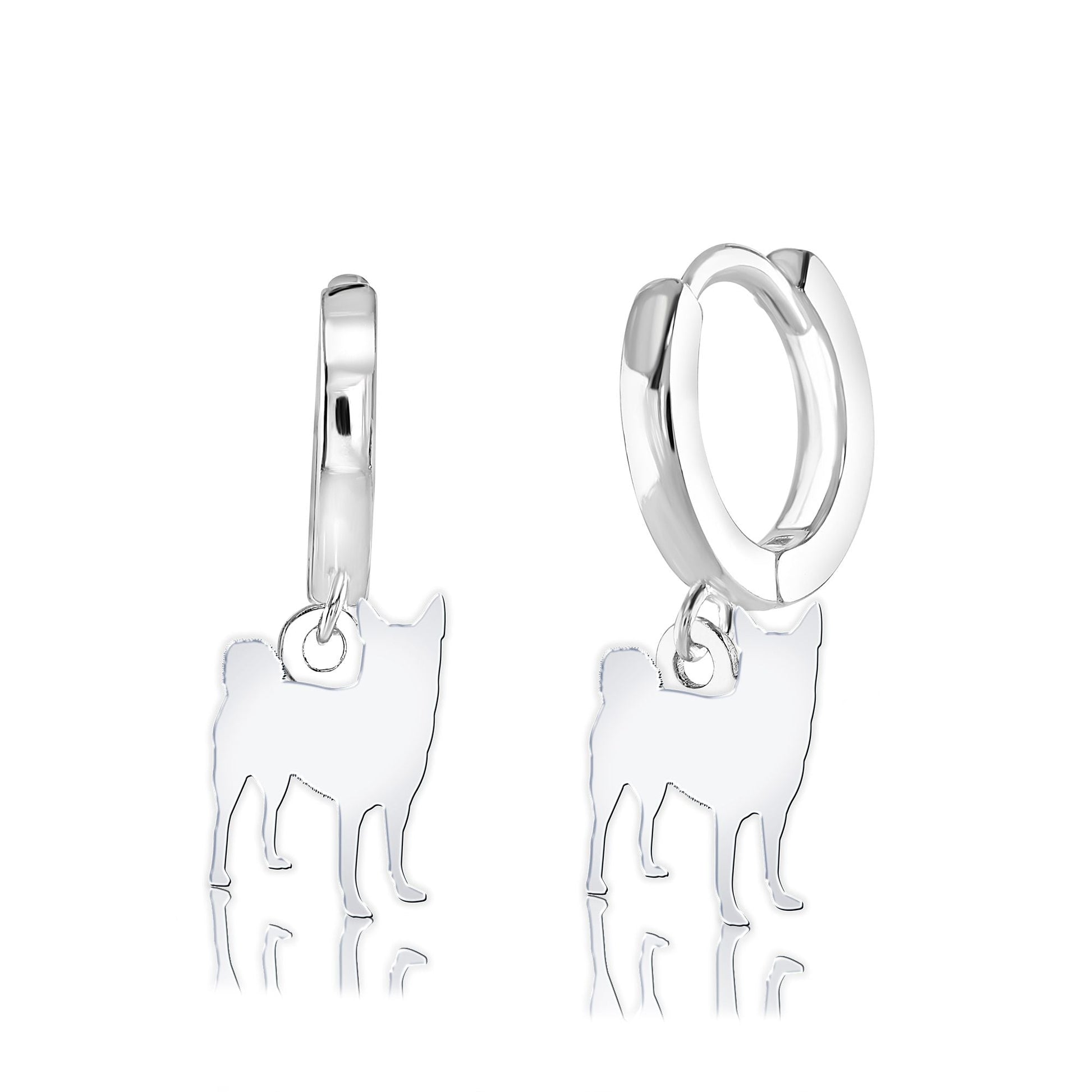 Norwegian Buhunds Silhouette Silver Earrings - MYLEE London