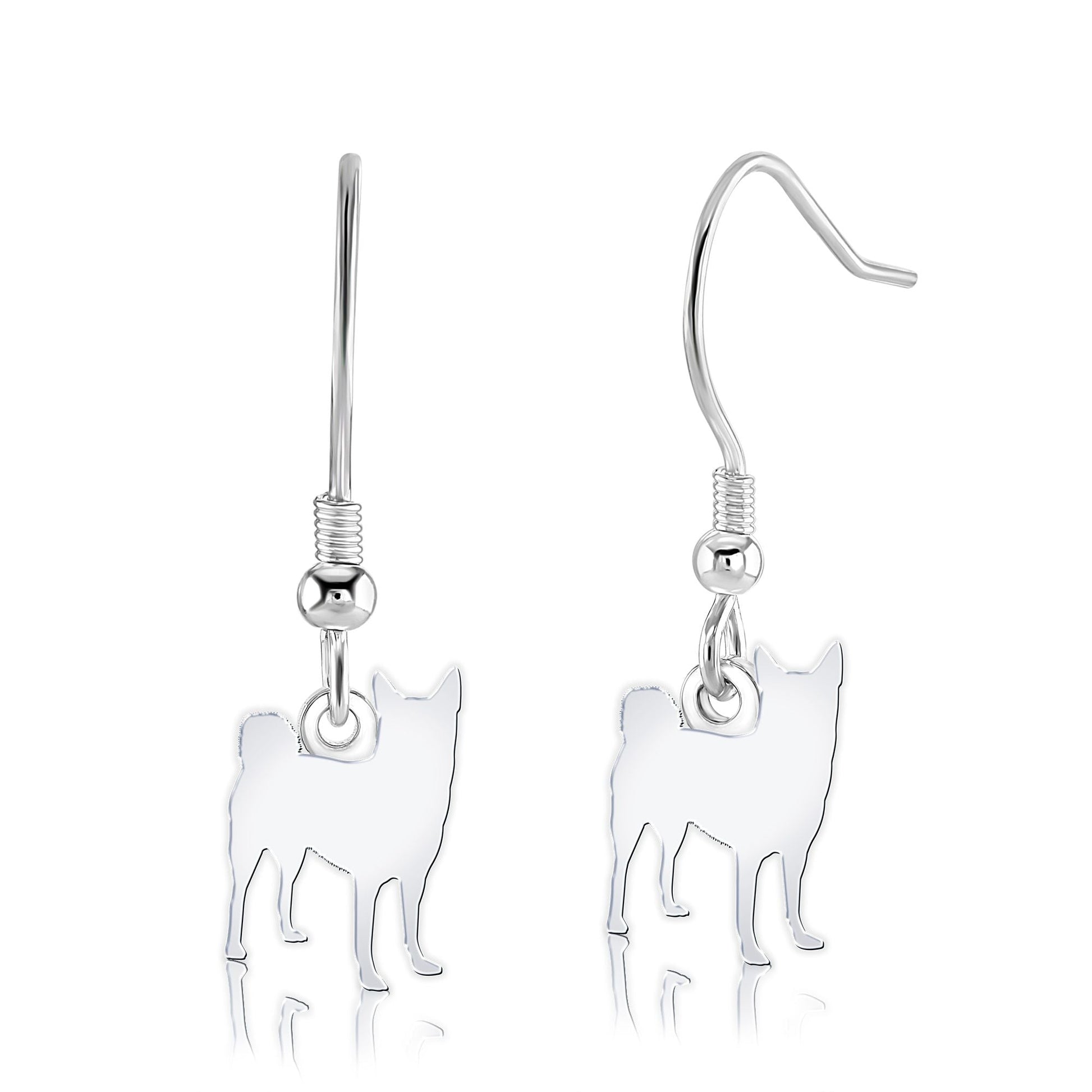 Norwegian Buhunds Silhouette Silver Earrings - MYLEE London