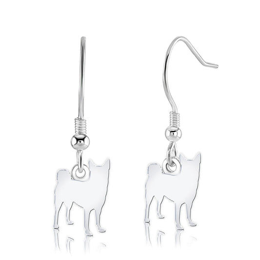 Norwegian Buhunds Silhouette Silver Earrings - MYLEE London