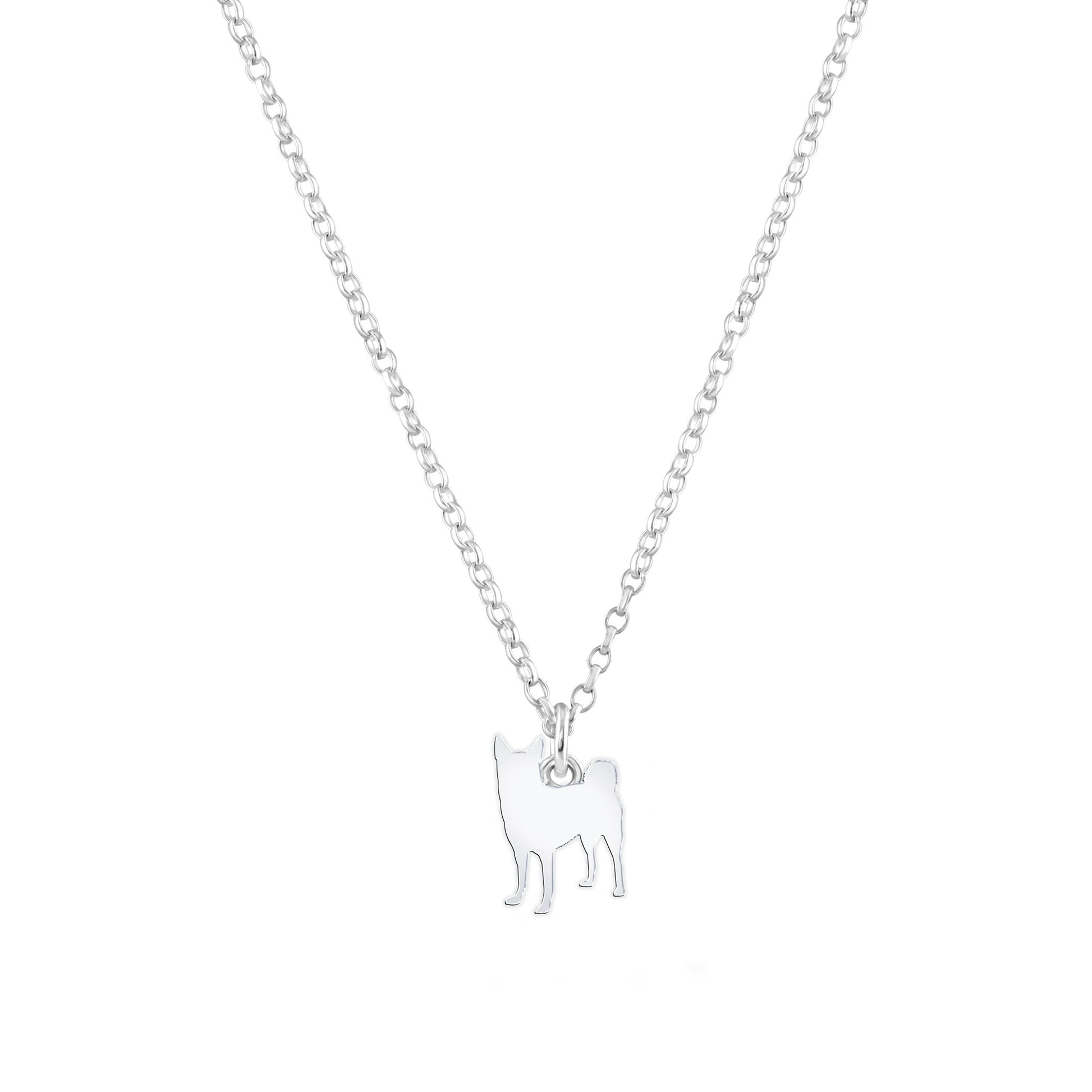 Norwegian Buhunds Silhouette Silver Necklace - Personalised - MYLEE London
