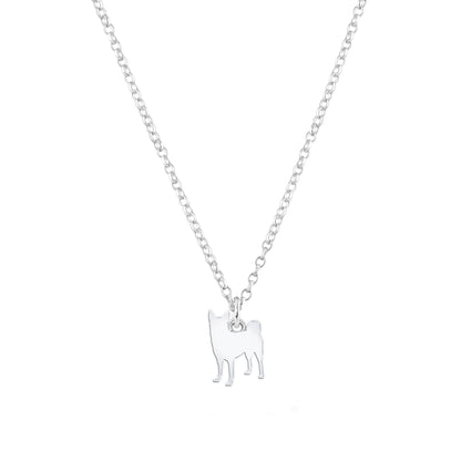Norwegian Buhunds Silhouette Silver Necklace - Personalised - MYLEE London