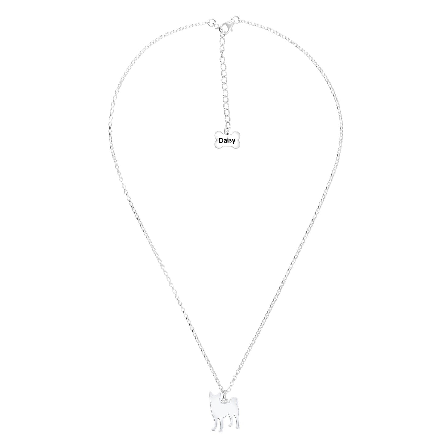 Norwegian Buhunds Silhouette Silver Necklace - Personalised - MYLEE London