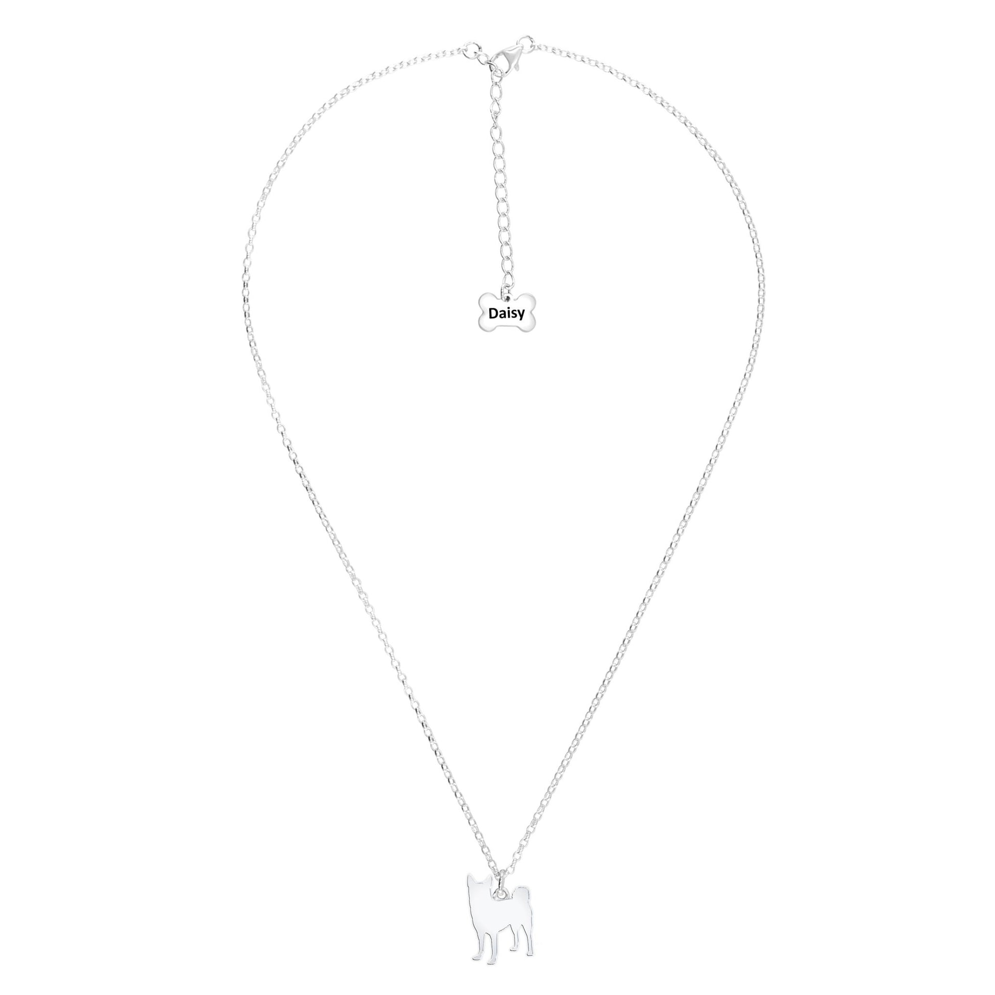 Norwegian Buhunds Silhouette Silver Necklace - Personalised - MYLEE London