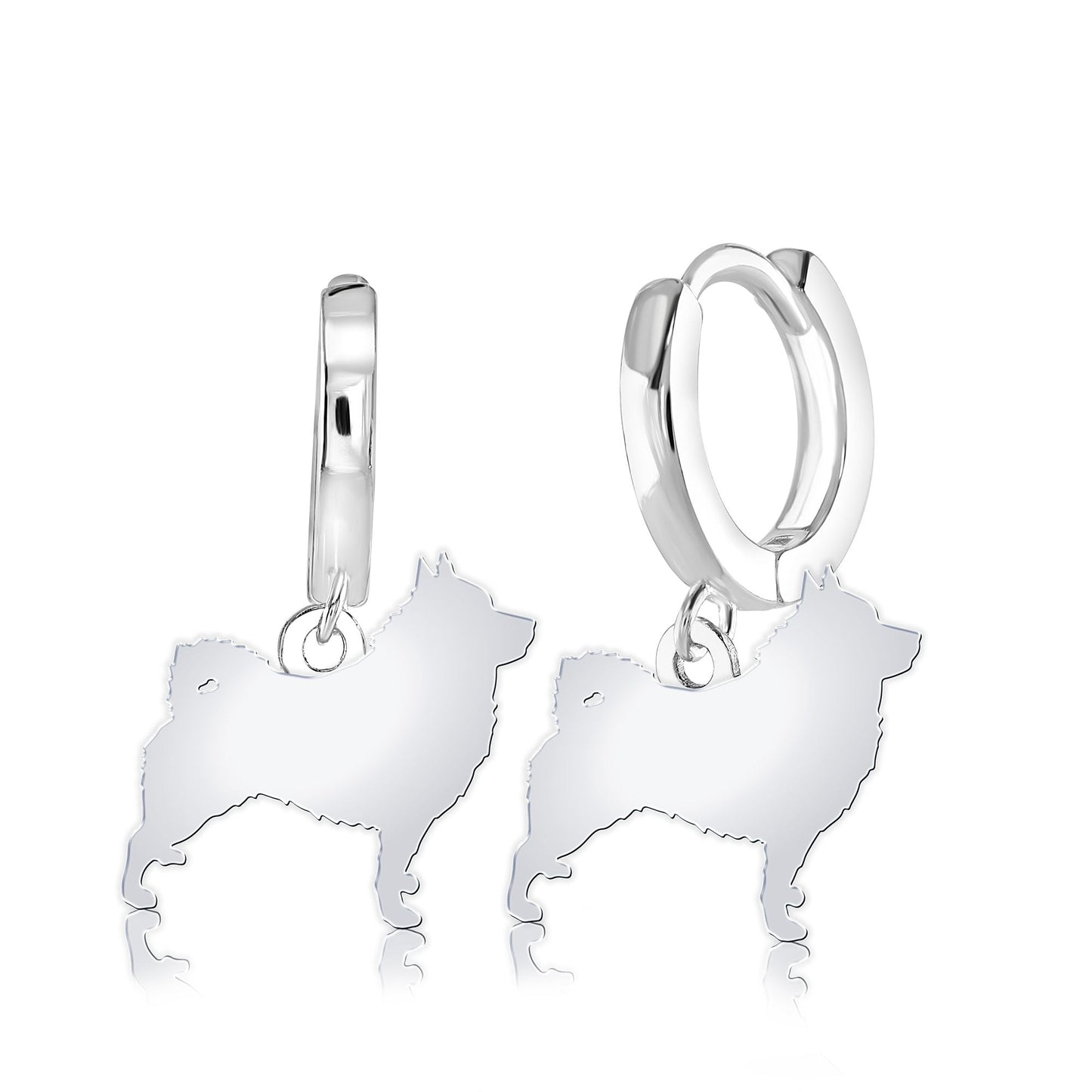 Norwegian Elkhound Silhouette Silver Earrings - MYLEE London