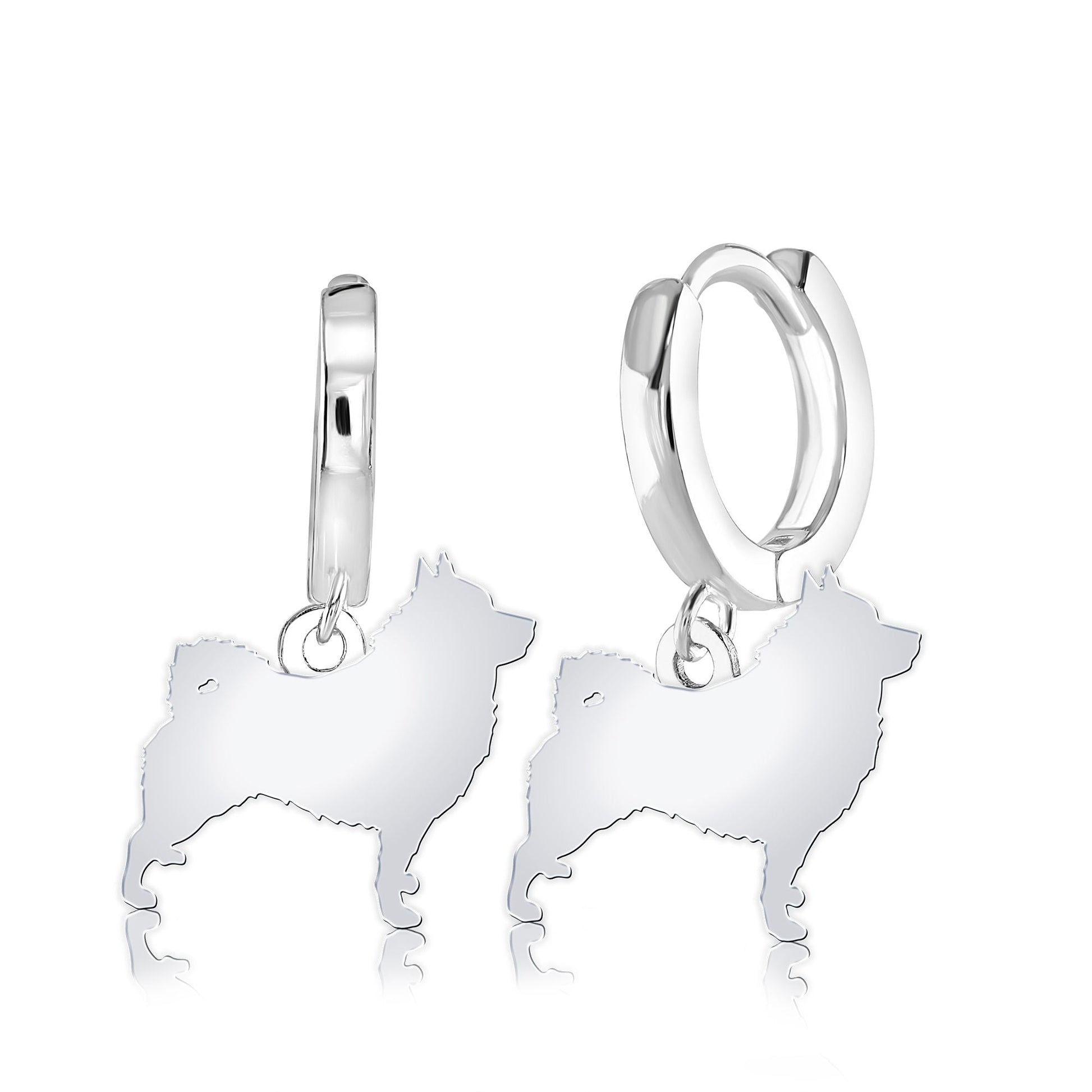 Norwegian Elkhound Silhouette Silver Earrings - MYLEE London