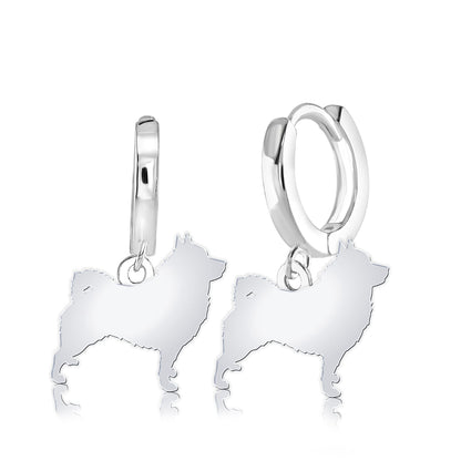 Norwegian Elkhound Silhouette Silver Earrings - MYLEE London