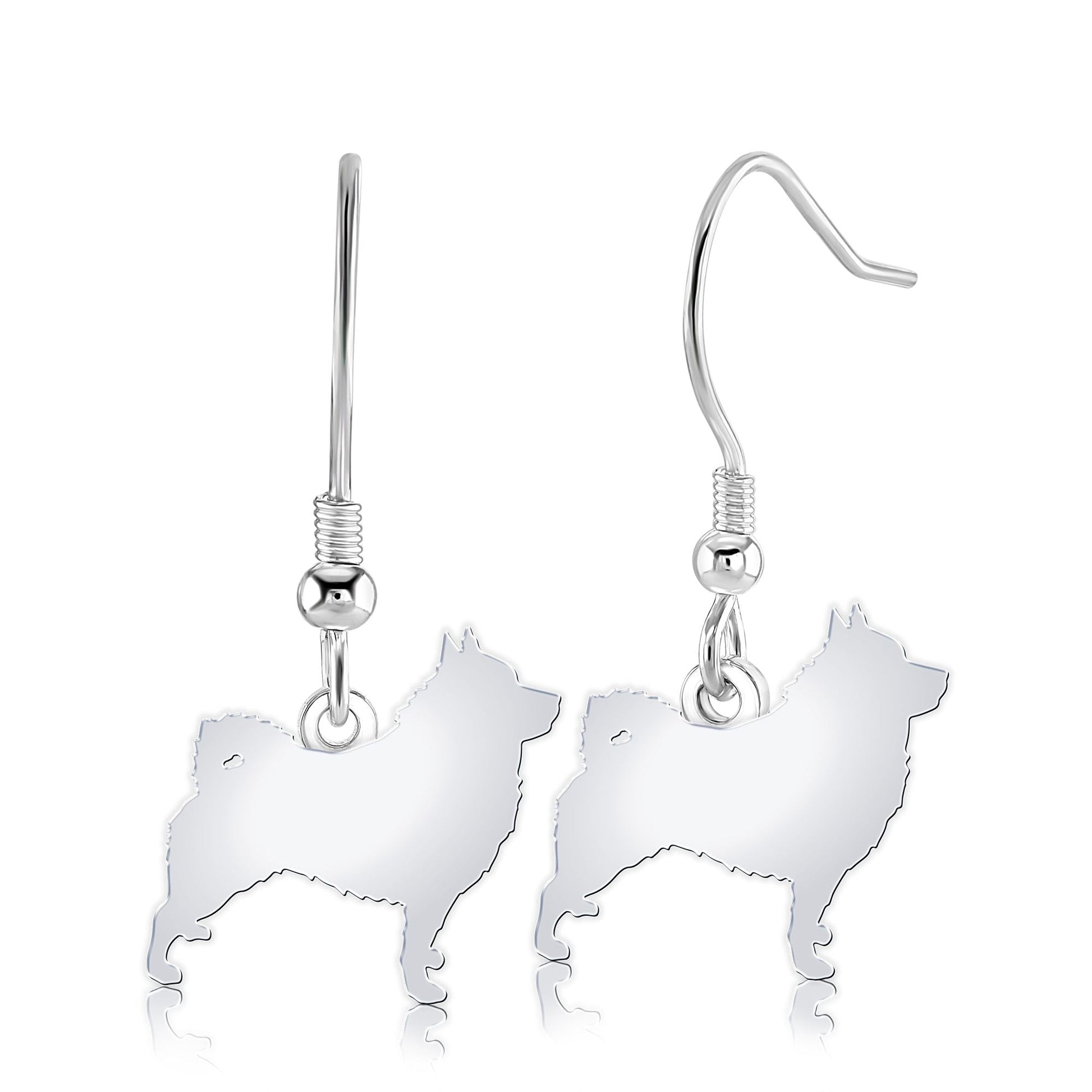 Norwegian Elkhound Silhouette Silver Earrings - MYLEE London