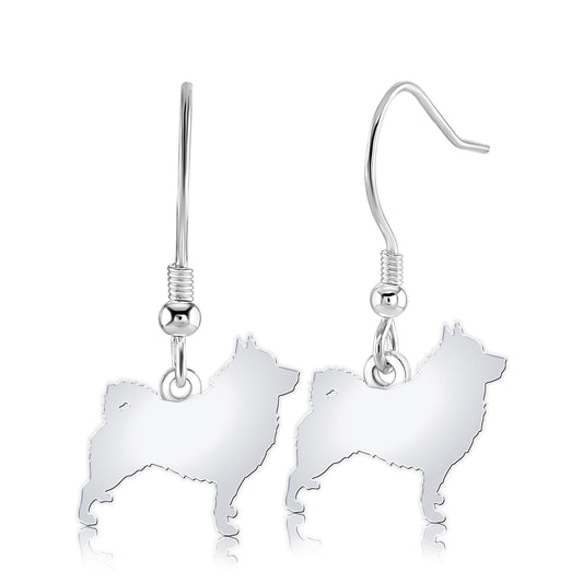 Norwegian Elkhound Silhouette Silver Earrings - MYLEE London