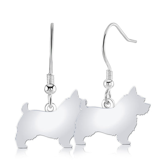 Norwich Terrier Silhouette Silver Earrings - MYLEE London