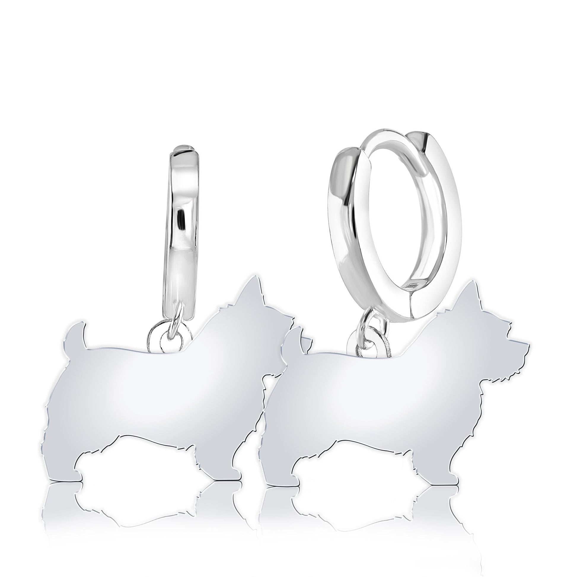 Norwich Terrier Silhouette Silver Earrings - MYLEE London