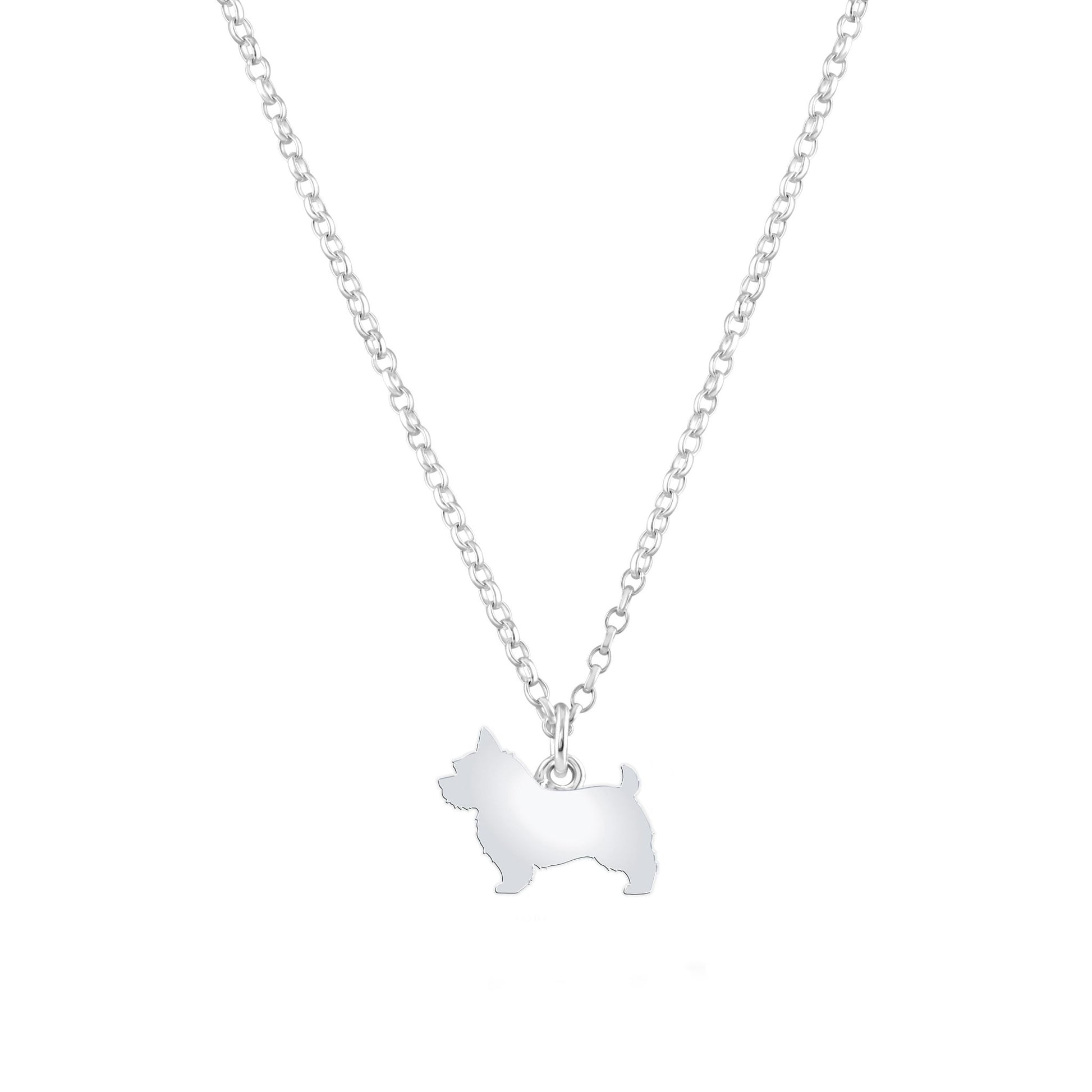 Norwich Terrier Silhouette Silver Necklace - Personalised - MYLEE London