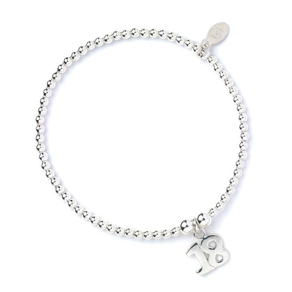 Number 18 on Silver Ball Bead Bracelet - MYLEE London