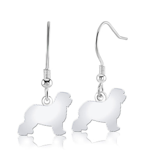 Old English Sheepdog Silhouette Silver Earrings - MYLEE London