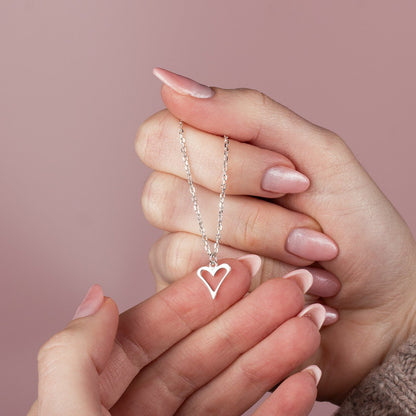 Open Heart Necklace - Sterling Silver - MYLEE London