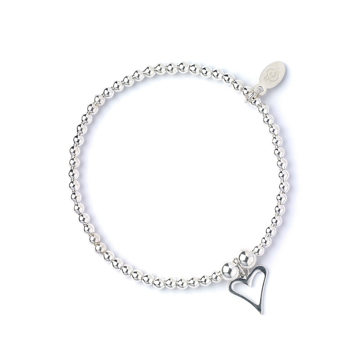 Open Heart on Silver Ball Bead Bracelet - MYLEE London