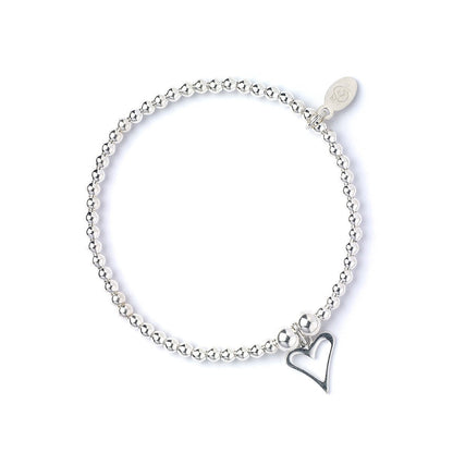 Open Heart on Silver Ball Bead Bracelet - MYLEE London