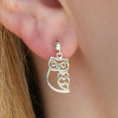 Owl Earrings - Sterling Silver - MYLEE London