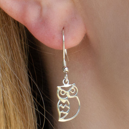 Owl Earrings - Sterling Silver - MYLEE London