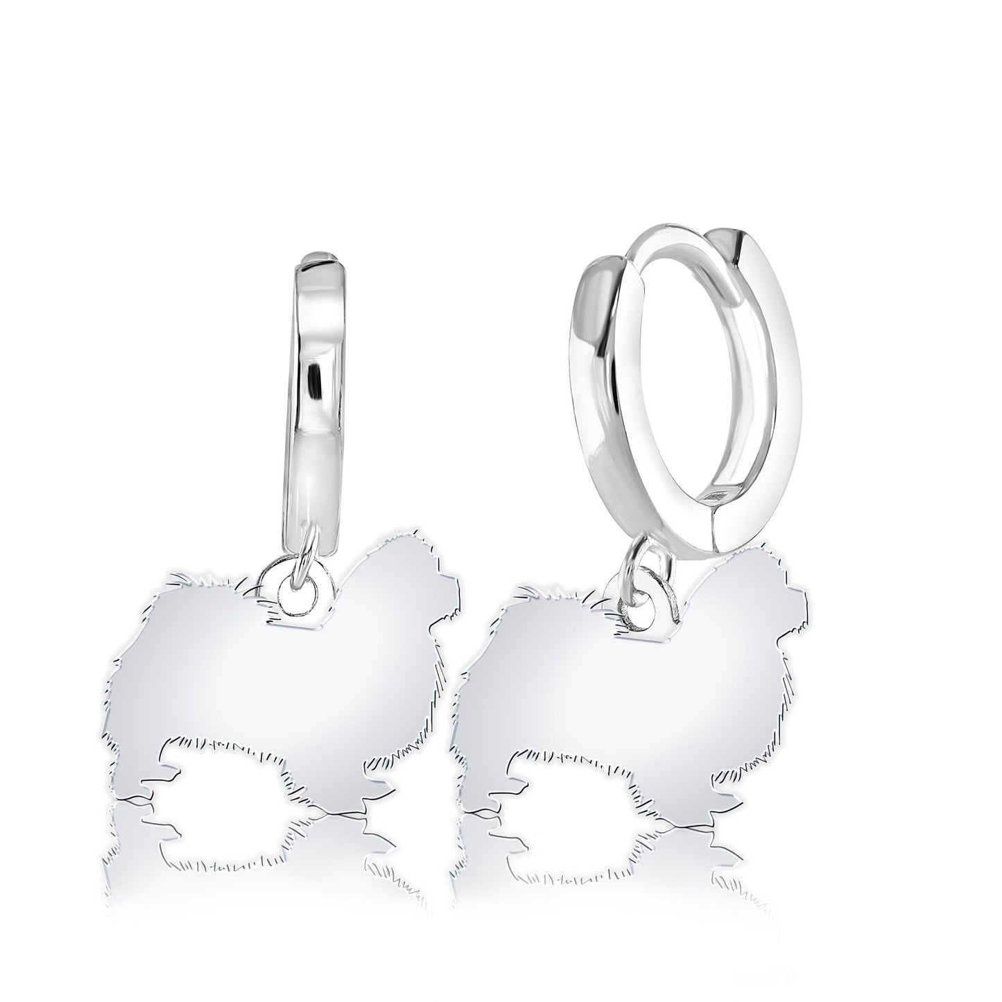 Pekingese Silhouette Silver Earrings - MYLEE London