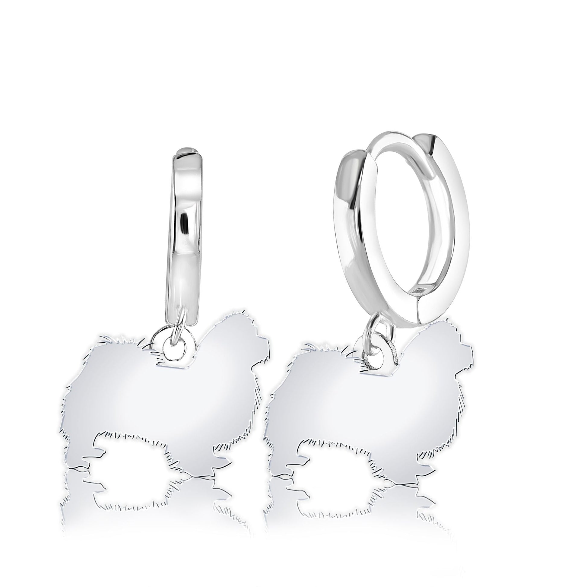Pekingese Silhouette Silver Earrings - MYLEE London