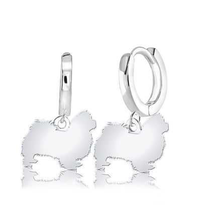 Pekingese Silhouette Silver Earrings - MYLEE London