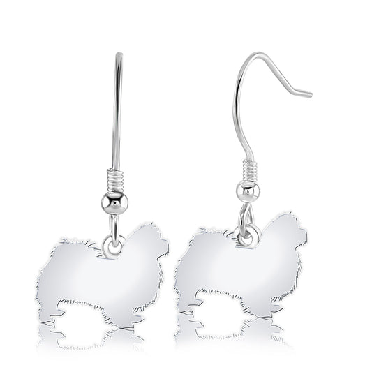 Pekingese Silhouette Silver Earrings - MYLEE London