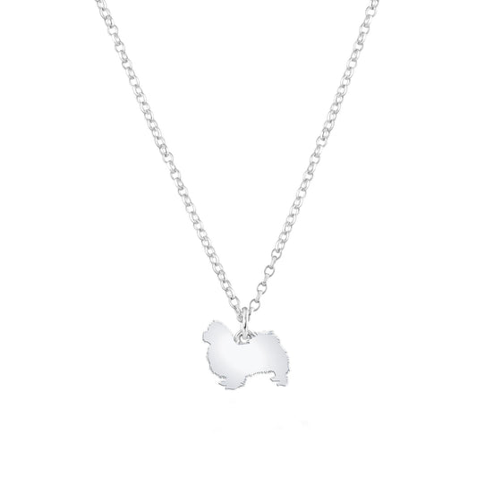 Pekingese Silhouette Silver Necklace - Personalised - MYLEE London