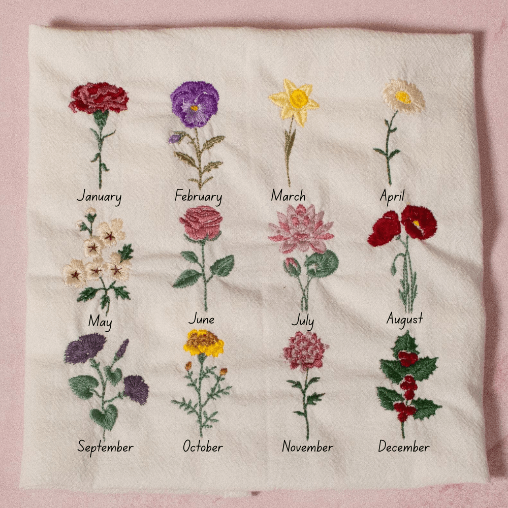 Personalised Embroidered Birth Flower Make - Up Bag - MYLEE London
