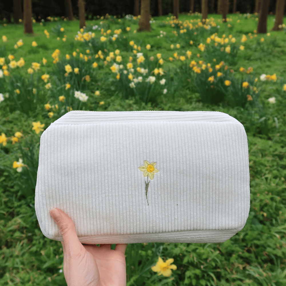 Personalised Embroidered Birth Flower Make - Up Bag - MYLEE London