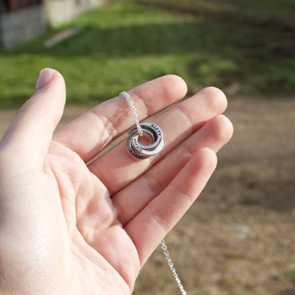 Personalised Four Ring Sterling Silver Necklace - MYLEE London